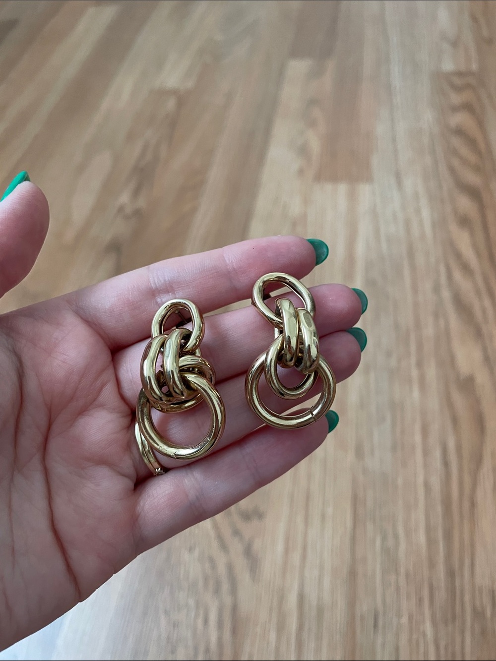 Altar'd State Gold Linked Hoop Drop Earrings